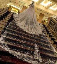 2022 New Wedding Veils European style Soft Mesh 3 M 4 M 5 M Long Lace Edge Bridal Veil with Comb Wedding Accessories Bride Veil 2024 - buy cheap