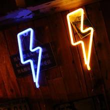 Led neon sign lightning shaped usb bateria operado luz da noite decorativa lâmpada de mesa para festa em casa sala estar decoração 2024 - compre barato