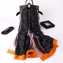 Pañuelo de seda para mujer, bufanda de playa de 180x90cm, Foulard estampado, chal de diseño coreano, 2021 2024 - compra barato