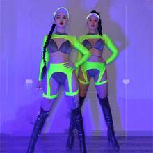 Jazz Fluorescent Hollow Strap Gogo Reflective Bikini Women Rave Nightclub Bar Stage Dance Jumpsuit Pole Dance Clothes XS1417 2024 - buy cheap