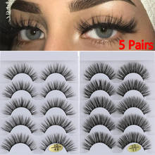 5 Pairs 3D Faux Mink Hair False Eyelashes Wispies Fluffies Drama Eyelashes Natural Long Soft Handmade Cruelty-free Black Lashes 2024 - buy cheap