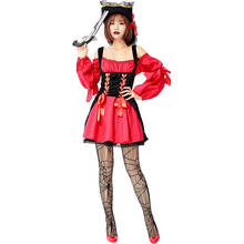 Women Viking Pirate Costume Sexy Pirates of the Caribbean Ladies Halloween Fancy Party Dress Up With Hat 2024 - buy cheap