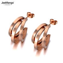 JeeMango-pendientes de acero inoxidable hipérbole para mujer y niña, aretes semicirculares geométricos, joyería Bohemia, JE20035 2024 - compra barato