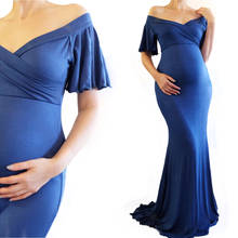 New Women Pregnant Blue Long Maxi Dresses Maternity Dress Photography Session Photo Clothes Pregnancy Summer Beach Dress 2024 - buy cheap