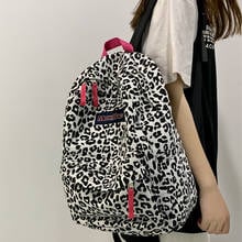 New Leopard Print Women Backpack Female Cow Canvas Schoolbags for Students Fashion Travel Bag College Teenagers Girls Backpack 2024 - buy cheap