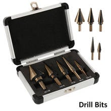 5pcs Step Drill Bit Set Hss Cobalt Multiple Hole 50 Sizes SAE Step 1/4-1-3/8 3/16-7/8 1/4-3/4 1/8-1/2 3/16-1/2 Aluminum Case 2024 - buy cheap