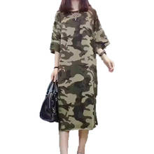 Fashion Top 2022 Summer Dress Casual Women Clothing Camouflage Dress Shirt Half Sleeve Loose large Size Female Dress S-XXL hl087 2024 - buy cheap