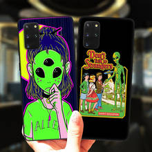 Capa de celular de desenho animado de alienígena, capa preta de silicone com desenhos animados para samsung galaxy s20 fe s21 ultra s10 lite s9 s8 plus s7 edge s10e 2024 - compre barato