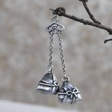 New solid  S925 silver vintage diy handmade silver jewelry zongzi bow accessories female fashion silver clavicle chain pendant 2024 - buy cheap