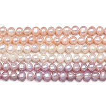 Cuentas redondas AA de perlas de agua dulce, blancas, rosas y púrpuras, simples y elegantes, regalo de joyería DIY, tamaño 4-5mm/5-6mm/6-7mm, nuevas 2024 - compra barato