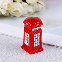 Red Telephone Booth Figurine miniature ornament resin craft fairy garden cartoon Building statue toy home decoration 2024 - buy cheap