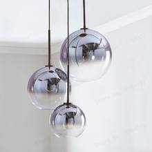 Bdbqbl-lustre pingente com globo de vidro, luminária suspensa, bola de vidro, led, prateado, dourado, sala de jantar, loft, hotel 2024 - compre barato