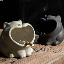 Creative cute cartoon cat ashtray ceramic household car fly ash windproof simple personality large ashtray LB031916 Cigar ashtry 2024 - buy cheap