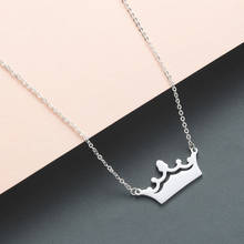 Trendy Stainless Steel Necklace Women Cartoon Crown Gold Silver Color Pendant Necklace Custom Engagement Jewelry Collar Gift 2024 - buy cheap