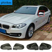 Черное зеркальное покрытие для BMW 5 6 7 серии F10 F11 F18 F07 F12 F13 F06 F01 F02 F03 F04 LCL зеркальное покрытие с рисунком из углеродного волокна 2024 - купить недорого