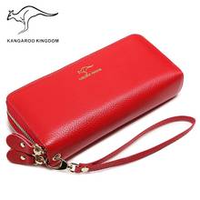 KANGAROO KINGDOM fashion brand women wallets genuine leather long double zipper female clutch purse large capacity phone wallet 2024 - buy cheap