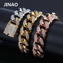 JINAO 20mm Sliver Color Iced Out Chain Zircon Miami Cuban Link Necklace Bling Hip Hop Jewelry 16''-30'' 2024 - buy cheap