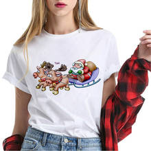 Camiseta de natal redonda feminina, camiseta da moda para mulheres, natal, manga curta, adequada para todas as estações 2024 - compre barato