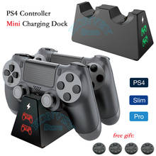 Быстрая PS4 беспроводной контроллер мини зарядная док-станция двойная подставка для зарядного устройства с дисплеем состояния для PS 4/PS4 Slim/PS4 Pro 2024 - купить недорого