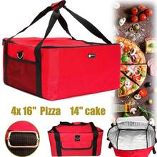 Dreamsk 16 дюймов портативная большая сумка для пиццы, автомобильный пакет со льдом, изолированный термальный ланч, доставка свежих продуктов, контейнер-холодильник 2024 - купить недорого