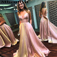 Mbcullyd Luxury Sequined Prom Dresses 2023 Long Sexy Spaghetti Strap Evening Dress For Women With Pocket Elegant robe de soiree 2024 - buy cheap