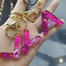 Glitter Resin Letter Keychain Charm Alphabet Key Ring Initial Letter A-Z Jewelry Chain Unisex Car Bag Pendant Key Chain Gift 2024 - buy cheap