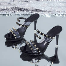 Rivet Women High Heels Slippers Bling Platform Sexy Sandals 2022 Fashion Women's Shoes Ladies Casual Female Slipper Rivet Slides 2024 - buy cheap