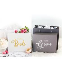 Caixa de presente personalizada do dia do casamento da caixa de presente da noiva da folha de prata caixa de presente branca do noivo 2024 - compre barato