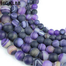 HGKLBB Violet matte Stripe Carnelian Natural Stone onyx 6/8/10MM 15'' Round Spacer Loose beads For Jewelry Making bracelet DIY 2024 - buy cheap