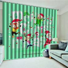 Cortinas blackout 3d para decoração de natal para casa, cortinas com janela para sala de estar, quarto, tamanho personalizado 2024 - compre barato