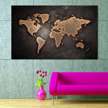 Винтажный абстрактный Средний земной мир карта тканевый плакат украшение для дома и офиса Наклейка на стену хит продаж Ретро 2024 - купить недорого
