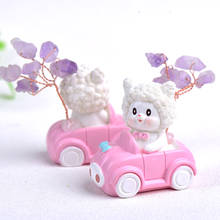 1PC Natural Amethyst Lucky Tree Crystal Quartz Mineral Ornaments Cute Little Lamb Home Decoration Healing Stone Mini House Gift 2024 - buy cheap