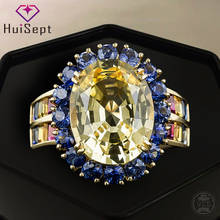 HuiSept Fashion Silver 925 Ring for Women Men Oval Shaped Topaz Zircon Gemstones Jewellery Rings Wedding Party Gifts Wholesales 2024 - buy cheap