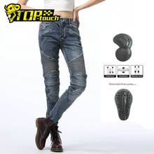 Calça jeans para motocicleta feminina, calça de proteção para motociclista, corrida de moto, motocross 2024 - compre barato