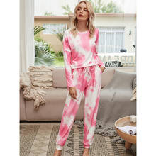 New Homewear Gradient Color Women's Pajamas Harem Pants Tie-dye Home Service Long-sleeved Trousers Ladies Pajamas Two-piece Suit 2024 - buy cheap