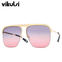 Oversize Brand Sunglasses Women 2020 New Fashion Men Metal Half Frame Sun Glasses Retro Luxury Sun Glasses Female UV400 Oculos 2024 - buy cheap