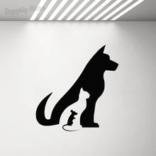Pets Vinyl Wall Decal Dog Cat Mouse Wall Sticker Animals Veterinary Grooming Stickers Kids Room Decoration Home Decor G890 2024 - buy cheap