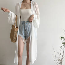 Kimono De playa para Mujer, Rebeca De manga larga, camisa blanca De talla grande, ropa Vintage, Blusas De Moda para verano, 2020 2024 - compra barato