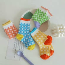 4 Pairs/lot Children's Socks Korean Cute New Spring Autumn Lattice Cotton Baby Boys Girls Socks for 1-8Years Kids 2024 - buy cheap