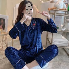 Ladies pajamas set autumn and winter simple fashion loose home wear casual suit large size bathrobe new arrival nightwear пижама 2024 - buy cheap