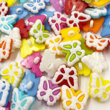 Botões de plástico de borboleta, 50 peças, haste combinada cores mistas para crianças acessórios de costura diy scrapbooking pt119 2024 - compre barato