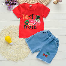 Summer Baby Girls Clothing Sets Kids Clothes Set Children Fashion Cartoon Cotton T-shirt+jeans Shorts 2pcs for Toddler Girls 2024 - buy cheap