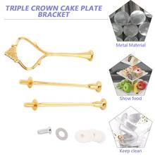 3 Tier Hardware Crown Cake Plate Stand Handle Fitting Wedding Party Golden Plated Decorating Stand Platform Cupcake Stand 2024 - buy cheap
