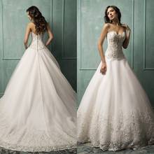 2015 Ivory Lace A Line Wedding Dress Bridal Sweetheart Sleeveless Romantic Applique Vestido De Noiva 2015 Amelia Sposa Clara 2024 - buy cheap