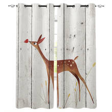 Vintage Wood Cartoon Deer Window Curtains Window Blinds Living Room Bathroom Bedroom Outdoor Kitchen Decor Kids Window Treatment 2024 - купить недорого