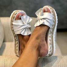 Shoes Slippers Flat Butterfly-Knot Summer Clogs Woman Low Pantofle Luxury Slides Platform On A Wedge Beach 2021 Designer Fabric 2024 - buy cheap