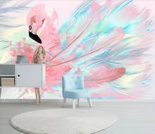 Milofi-papel tapiz 3D personalizado, mural moderno minimalista, pintado a mano, pluma de flamenco, decoración de pared, pintura 2024 - compra barato