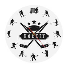 Hockey Players Silhouette Wall Art Modern Wall Clock Boy Room Sport Wall Art Decor Hanging Wall Watch Gift For Ice Hockey Lovers 2024 - buy cheap