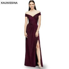 Kaunisina-elegante Vestido de noche de satén, Sexy, sin hombros, con abertura, largo, Formal, para fiesta de graduación, Longo Festa 2024 - compra barato