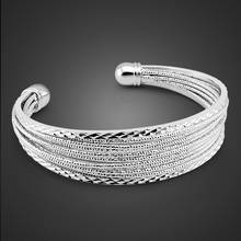 Pulseira feminina de prata esterlina 100%, bracelete ajustável para casamento, moda 925 2024 - compre barato